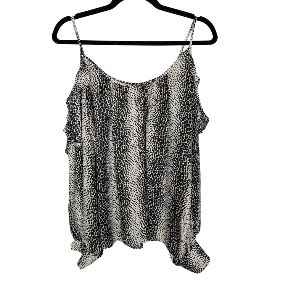 Parker XSmall Black Cream Silk Animal Print Cold Shoulder Long Sleeve Blouse Top